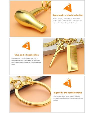 Scissor Comb Pendant Keychain Scissor Comb Pendant Keychain Hairdressing Hair Dryer Stylish Pendant For Salon Graduation Gold - Buy Online on GoSupps.com