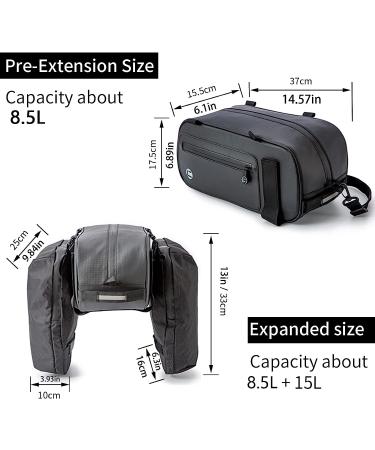 HuiJuKeJi Bike Trunk Bag - 23.5L Storage Pannier Saddle Bag with Reflective Strips | Waterproof Rear Cargo Rack | Expandable Luggage for Cycling - Buy Online on GoSupps.com