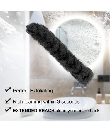 2 Pack Bamboo Charcoal Back Scrubber - Long Loofah Sponge for Shower - Exfoliating Bath Sponge - 21.5 Inch - Black - Buy Online on GoSupps.com