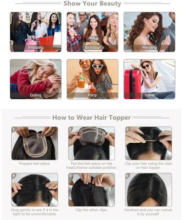Wavy Wig Human Hair Topper with Bangs 12 13cm Silk Base Hairpiece 10-14" Indian Remy Hair Clip In Straight Hair Extension for Women with Thinning Hair Wig Grip (Size:25cm (10inches) Color:Bug) 25cm (10inches) Bug - Buy Online on GoSupps.com
