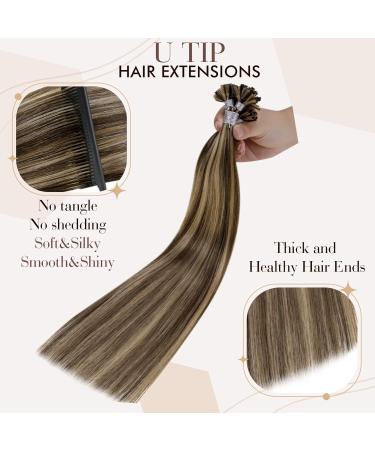 Hetto Real Hair Bonding Extensions - Remy Keratin Bonds Dark Brown & Red Blonde #4/27 45cm 50g 18 Inch - Premium Quality Hair Extensions - Buy Online on GoSupps.com