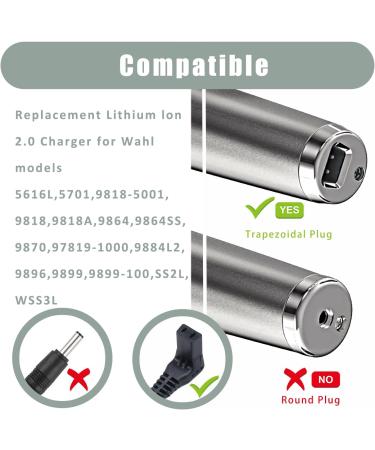 BOEEA Charger for Wahl Aqua Blade Trimmer Clipper SS2L WSS3L 9818A 5616L 5701 9864 9864SS 9870 9884L2 9896 9899 Stainless Steel Lithium Ion 2.0 3.0 Shaver USB Power Adapter - Buy Online on GoSupps.com