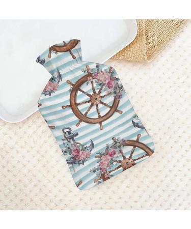 Hot Water Bottle with Lid - Anchor & Flowers Rubber Bag for Pain Relief Cramps Foot Warmer | Hot & Cold Therapy - Buy Online on GoSupps.com