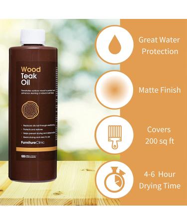 Furniture Clinic Teak Oil 17oz | Protects, Cleans & Restores Wood Furniture | Prevents Deterioration with Natural Matte Finish | Safe for Daily Use - Buy Online on GoSupps.com
