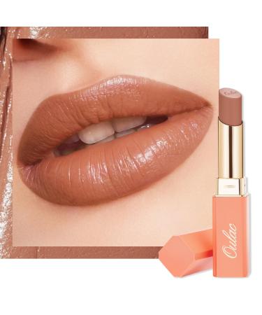 Oulac Peach Moisturising Lipstick - Lip Balm Tinted Keep Lips Hydrated Brown Nourishing Lip Care Satin Finish Creamy Texture Highly Pigmented With Shea Butter Vegan Gluten-free SG05 Body Talk SG05 Body Talk (Peachy brown)