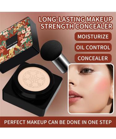 Mushroom Head Air Cushion Cc Cream - Moisturizing Full Coverage Foundation BB Cream | Long Lasting Makeup Foundation Concealer | Air Cushion Makeup Base Primer With Mushroom Head Brush - Buy Online on GoSupps.com