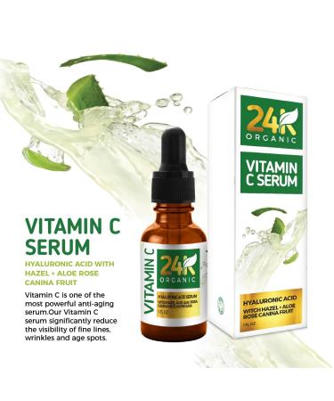 Buy 24K Vitamin C Serum for Face - Anti-Aging Facial Serum with Hyaluronic Acid & Aloe - 1 fl oz - International Shipping - Buy Online on GoSupps.com