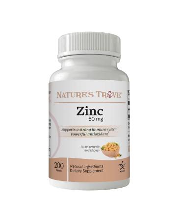 Zinc 50mg as Zinc Gluconate 200 Zinc Tablets Vegan by Nature s Trove