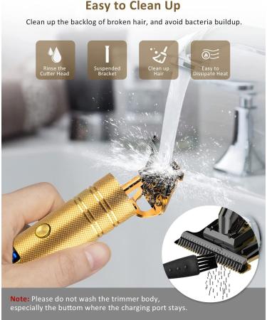 Qhou T-Blade Hair Trimmer for Men - Cordless, Zero Gapped, Rechargeable Beard Shaver with LED Display - Gold - Buy Online on GoSupps.com