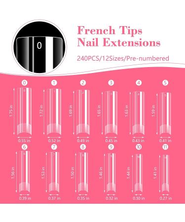 Lionvison XL Long Square Nail Tips - Half Cover Clear False Nails for Acrylic Extensions - Professional French Nail Salon Quality - 12 Sizes Straight Flat Pre Shaped for Home DIY - Buy Online on GoSupps.com