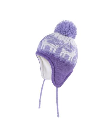 LANGZHEN Toddler Kids Infant Winter Hat Earflap Knit Warm Cap Fleece Lined Beanie for Baby Boys Girls 6-12 Months Deer-Purple