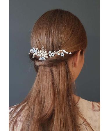 Fashband Wedding Bridal Crystal Hair Vines | Silver Flower Pearl Headband & Rhinestone Headpiece | Elegant Hair Accessories for Women & Girls - Buy Online on GoSupps.com