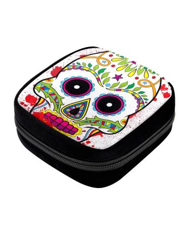 GIAPB Period Bag Sanitary Napkin Storage Bag Pad Holder for Period Makeup Pouch Art Skull Color4263
