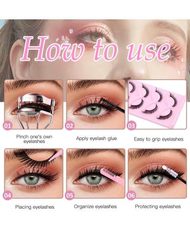 Buy Slender Faux Mink False Eyelashes - 5 Pairs 3D Charming Fluffy Cat Eye Lashes Easy to Apply Natural Look - Buy Online on GoSupps.com