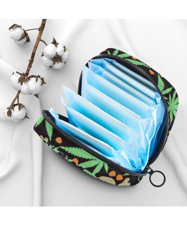 Skull-Leaf Pattern Menstruation Pad Bag with Zipper | Stylish Women's Tampon & Napkin Organizer - Buy Online on GoSupps.com
