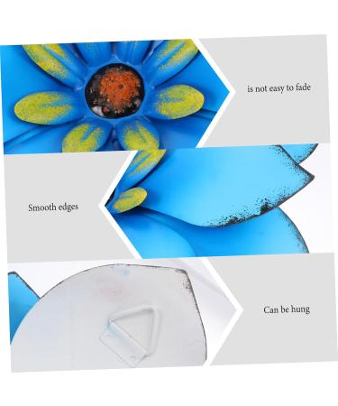 Zerodeko Skateboard Hardware Wrought Iron Wall Hanging Flowers Decor Hanging Wall Art Metal Flower Wall Statue Painted 33.5x33.5cm Blue - Buy Online on GoSupps.com