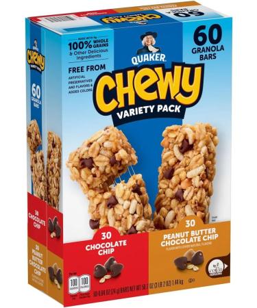 Quaker Chewy Granola Bars Variety Pack 60 Count 0.84 Oz Net Wt 50.7 oz bars 50.7 ounces (717581) - Buy Online on GoSupps.com