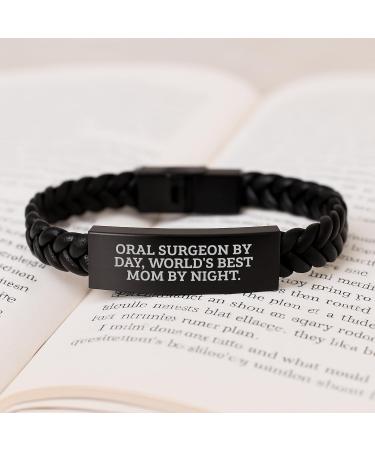 Gifts for Oral Surgeon - Interlaced Leather Bracelet Funny Quote 'Oral Surgeon By Day World's Best Mom By Night.' - Christmas Unique Gifts for Men Women Family - Buy Online on GoSupps.com