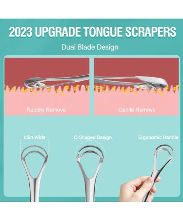 RONAVO Dual-Head Tongue Scraper for Adults | Deep Cleaning Metal Scraper for Thick Coating | Improve Oral Hygiene & Eliminate Bad Breath | Silver - Buy Online on GoSupps.com