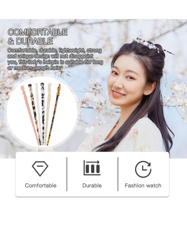 Lurrose Vintage Acetate Hairpins - Retro Tortoise Chopsticks for Women & Girls - 6 Piece Chinese Hairpin Set for Stylish Buns & Hairstyles - Buy Online on GoSupps.com
