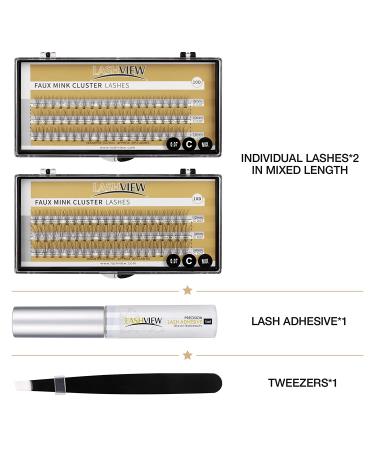 LASHVIEW 0.07mm Short Knot-Free Cluster Lashes Kit - 8-14mm Mix with Glue & Tweezers - Buy Online on GoSupps.com