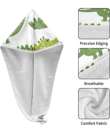 Green Crocodile Hair Towel 2 Pack | Super Absorbent Quick Dry Hair Turbans for Women & Girls | Fast Shipping Internationally - Buy Online on GoSupps.com
