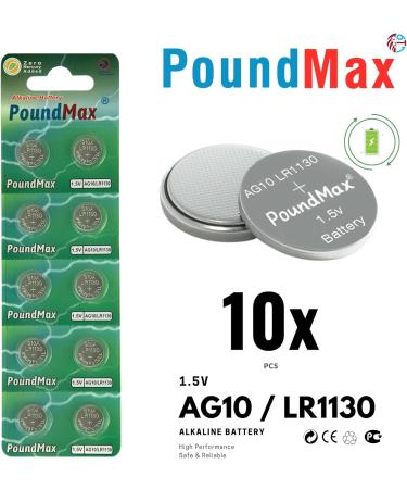 Buy AG10 LR1130 Batteries - 1.5V Alkaline Button Battery Combo Pack (10 Count) for Long-Lasting Power | Fast International Shipping - Buy Online on GoSupps.com