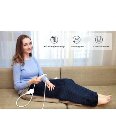 Ruqiji 17''x33'' XXXL King Size Heating Pad - Fast-Heating Technology, 6 Temp Settings - Flannel Electric Pad for Pain Relief in Back, Neck, Shoulders, Abdomen, Legs (Dark Blue) - Buy Online on GoSupps.com