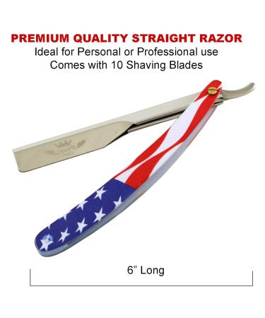 Buy Straight Edge Razor for Men - Barber Salon Quality (American Flag) | Zeepk Cut Throat Razor + 10 Blades - International Shipping Available - Buy Online on GoSupps.com