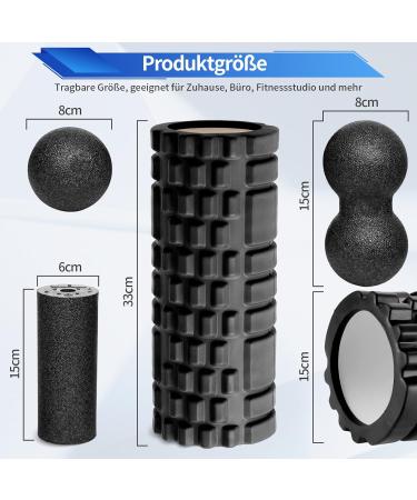 Buy Houslux Fascia Roll Set - Blackroll Fascia Roller Spine Roller and Duo Balls for Effective Muscle Recovery | 33x14cm & 15x6cm Size Options - Buy Online on GoSupps.com
