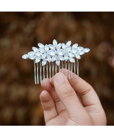 Sooshin Bridal Hair Comb - Crystal Wedding Headpiece for Bride and Bridesmaids in Silver - Buy Online on GoSupps.com