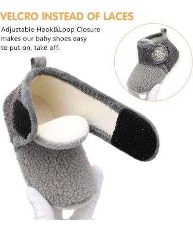 JIASUQI Baby Booties | Soft Winter Boots for Boys and Girls | Infant Warm Socks | Anti-Skid Crib Shoes 6-12 Months | Grey - Buy Online on GoSupps.com