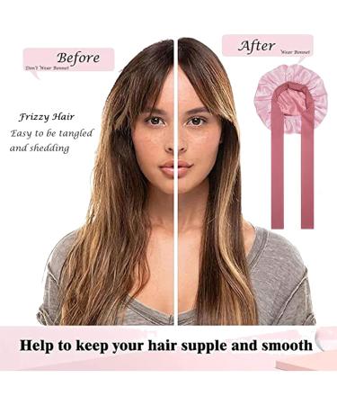 Double-Sided Silk Sleeping Cap | Tundwhite Satin Bonnet for Curly & Long Hair - Adjustable Breathable Hood (Pink) - Perfect Nightwear for Women - Buy Online on GoSupps.com