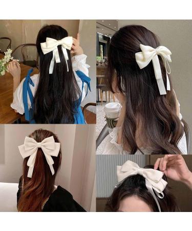 Silky Satin Hair Bows for Women Large Beige Bow Hair Clips Satin Hair Clips Clip Large Plain Hair Bun Hair Pin French Hair Clips Horse Chwanz Accessories Jewellery (Beige) - Buy Online on GoSupps.com