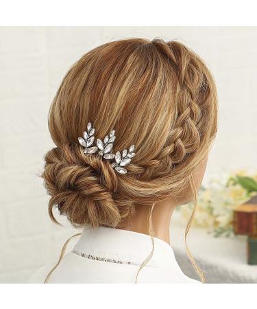 Easedaily Crystal Bride Wedding Hair Pins - Silver Rhinestone Bridal Hair Pieces (Pack of 3) - Buy Online on GoSupps.com