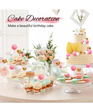 Izoel Boho Cake Topper - Happy Birthday Wooden Decoration with Palm Leaves & Flowers | Perfect for Weddings Baby Showers & Parties - Pink Mini Ball Decor - Buy Online on GoSupps.com