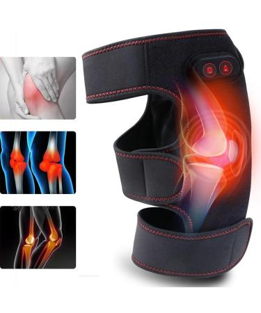 Knee Massager with Heat & Vibration Knee Braces for Knee Pain Relief Heating Pad for Arthritis and Circulation Heated Knee Brace Wrap for Injury and Joint Recovery (No Battery)
