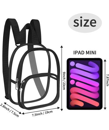 Clear Mini Backpack for Women - Waterproof Stadium Bag for Beach, Travel, Work, Concerts - Black - Buy Online on GoSupps.com