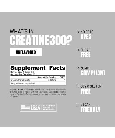 PROSUPPS Creatine 300 - 100% Pharmaceutical Grade Micronized 5000mg Creatine Monohydrate | 60 Servings - International Shipping Available - Buy Online on GoSupps.com