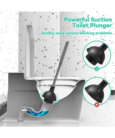 Modern 2-in-1 Toilet Plunger and Brush Combo Set with Holder - Gray, Heavy Duty Bathroom Cleaning Tool - Buy Online on GoSupps.com