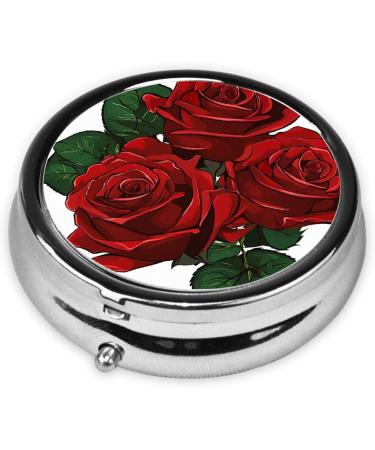 Gothic Rose Print Mini Round Pill Box | 3 Compartment Travel Pill Organizer | Portable Medicine Case for Home & Office - Buy Online on GoSupps.com