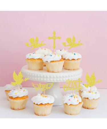 Ercadio 30 Pack Mi Bautizo Cupcake Toppers Gold Glitter Cross Angel Dove Cupcake Toppers Angel Religious God Bless Cupcake Picks for Baptism Theme Baby Shower Kids Birthday Party Supplies Z-b-angel-gold - Buy Online on GoSupps.com