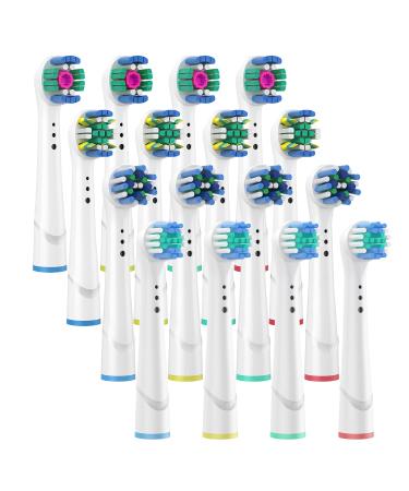 Replacement Brush Heads for Oral B Compatible Electric Toothbrush Heads, Including 4 Precision, 4 Floss, 4 Cross and 4 Whitening - 16 Variety Pack B16