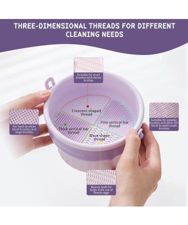 Makeup Brush Cleaning Mat 3-in-1 Silicone Makeup Brush Holder Cleaning Drying and Storage Tool for Makeup Brushes and Beauty Eggs Portable and Collapsible Brush Cleaning Tool(Purple) - Buy Online on GoSupps.com