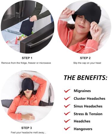 FITECH Headache Relief Hat - Magic Ice Head Wrap for Migraine & Hot/Cold Therapy (Grey) - Buy Online on GoSupps.com