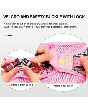 Suredoo Reflective Dog Harness with Leash for Small & Medium Dogs | Breathable & Adjustable Pink Checkered XL - Buy Online on GoSupps.com