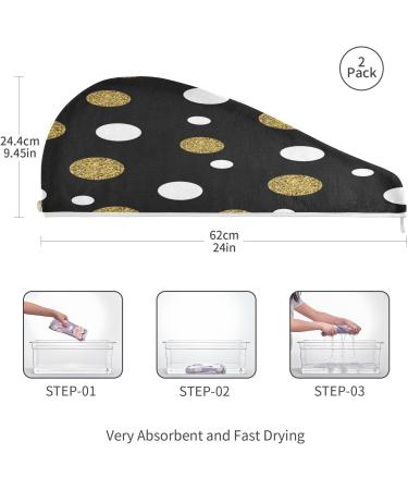 Quick Drying Irregular Dot Pattern Hair Cap & Towel Set - 2 Piece Absorbent Soft Comfortable with Button Headband - Buy Online on GoSupps.com