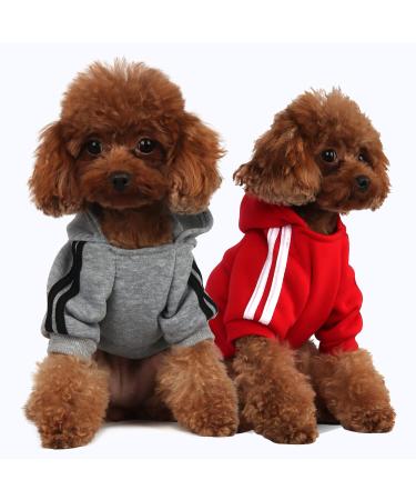 Fashion dog hoodie dog clothing streetwear pure cotton sweatshirt dog cat puppy small medium -sized fashion outfit (gray/red xs) gray/red xs
