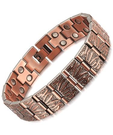 Rainso 99.9% pure copper band men magnetic bracelet 3500 gauss magnet life tree pattern design adjustable bracelet comes with acceptance tool and jewelry box box - Buy Online on GoSupps.com