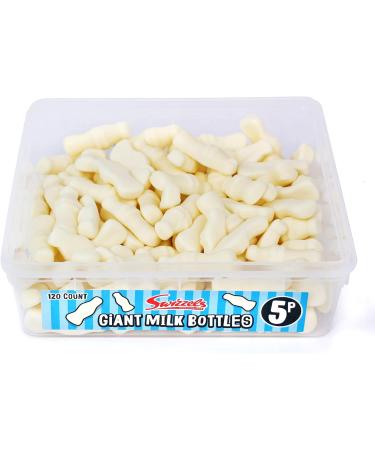 Swizzels Giant Milk Bottle Sweets Milk Flavour Foam Gums- Tub of Sweets (120 Sweets) - Buy Online on GoSupps.com